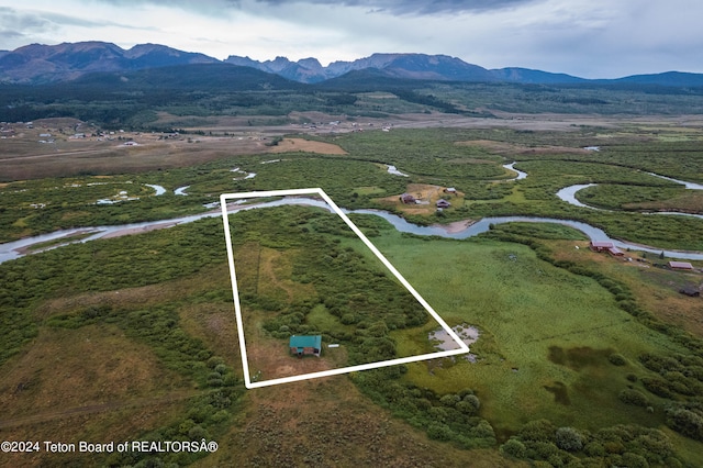 birds eye view of property with a rural view and a mountain view