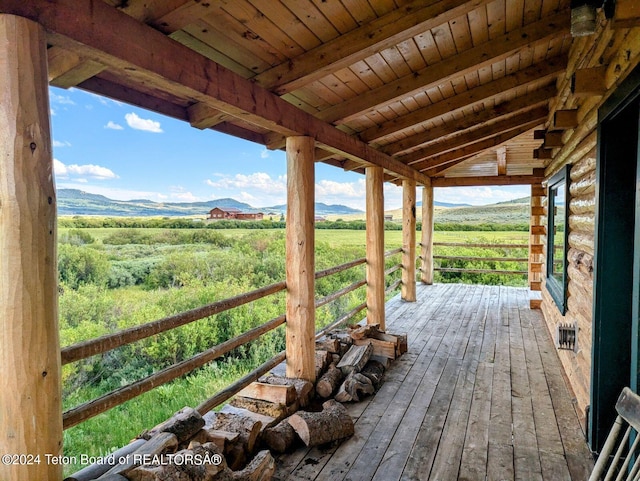 deck with a rural view