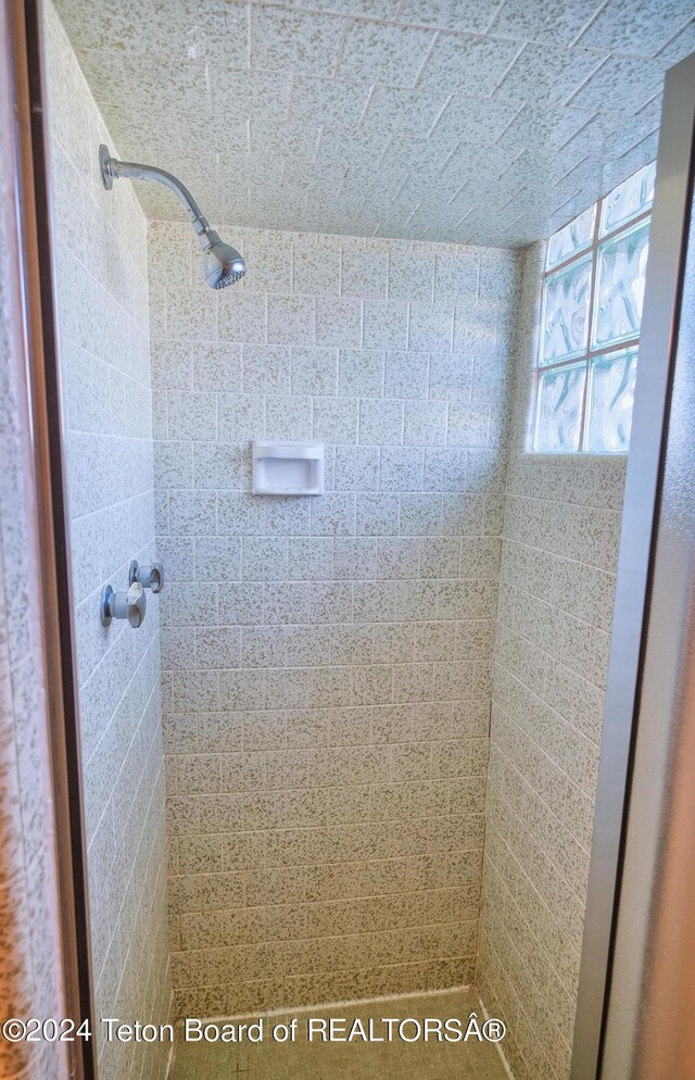 bathroom featuring tiled shower