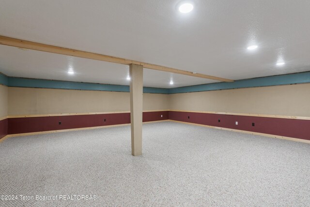 basement featuring carpet floors