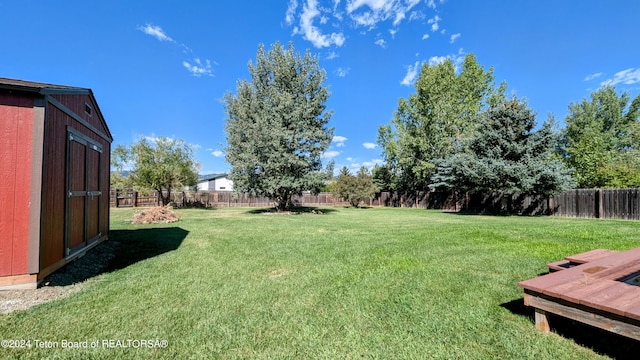 view of yard with a shed