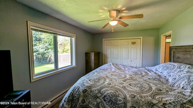 bedroom with a closet and ceiling fan