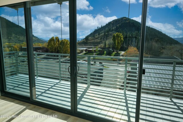 exterior space featuring a mountain view