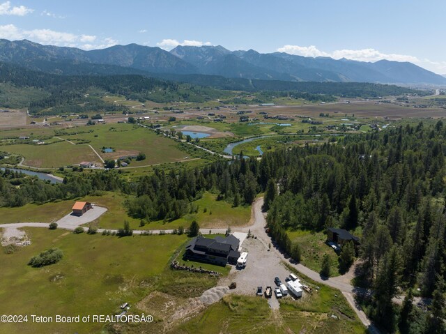 aerial view with a water and mountain view