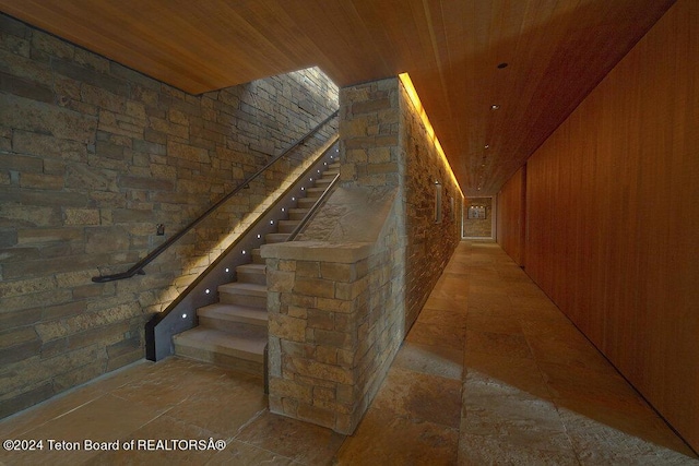 1605 N Amangani Dr, Jackson, WY 83001 - staircase with wood ceiling