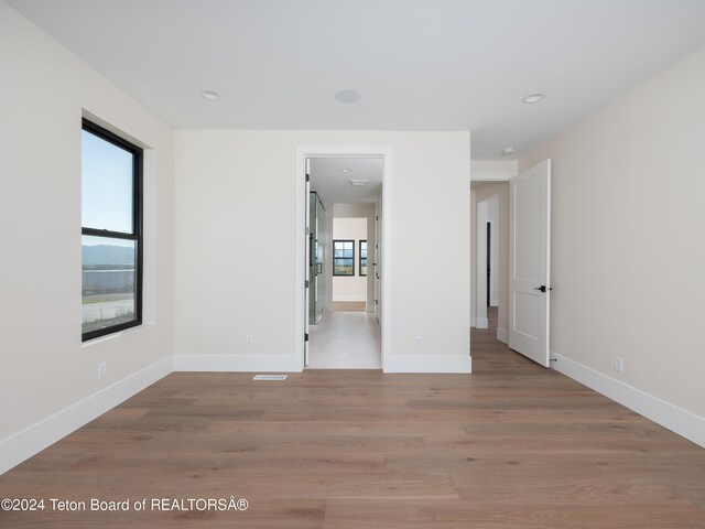 unfurnished room with light hardwood / wood-style floors and a healthy amount of sunlight