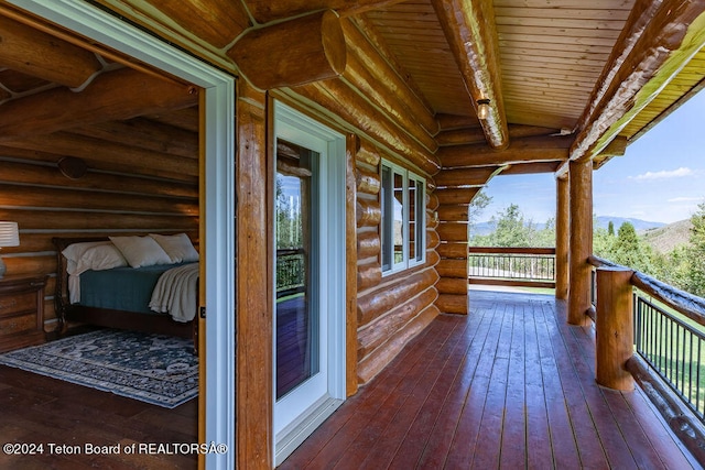 deck featuring a mountain view