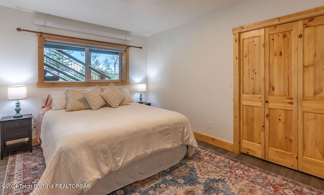 bedroom featuring dark wood-type flooring