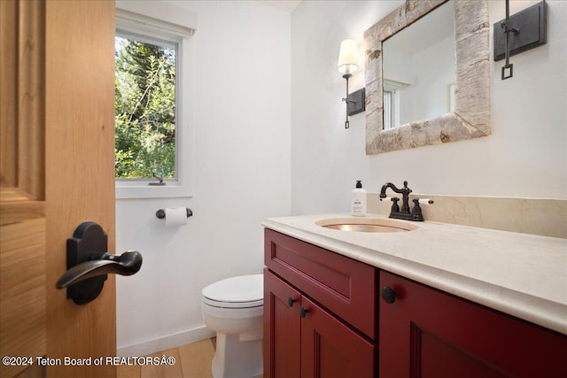 3705 W Mccollister Dr, Teton Village, WY 83025 - bathroom with toilet, vanity, baseboards, and wood finished floors