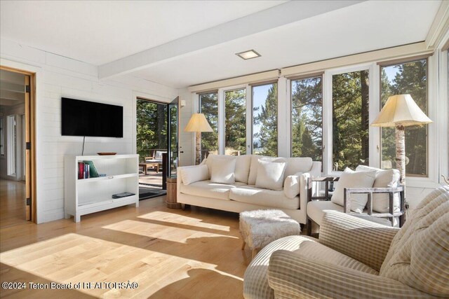 3705 W Mccollister Dr, Teton Village, WY 83025 - sunroom featuring beam ceiling