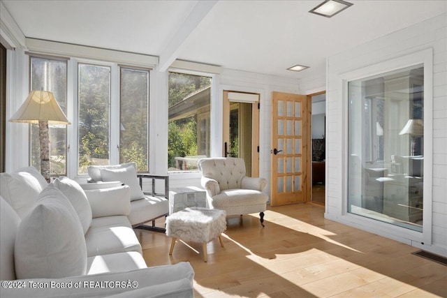 3705 W Mccollister Dr, Teton Village, WY 83025 - sunroom featuring visible vents, wood finished floors, and french doors