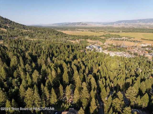 3705 W Mccollister Dr, Teton Village, WY 83025 - bird's eye view featuring a wooded view and a mountain view
