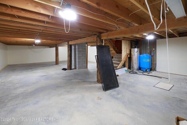 basement with water heater