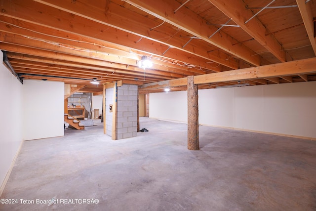 basement featuring stairway