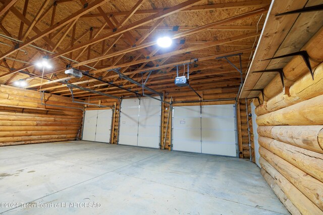 garage with a garage door opener