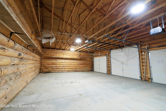 garage with a garage door opener