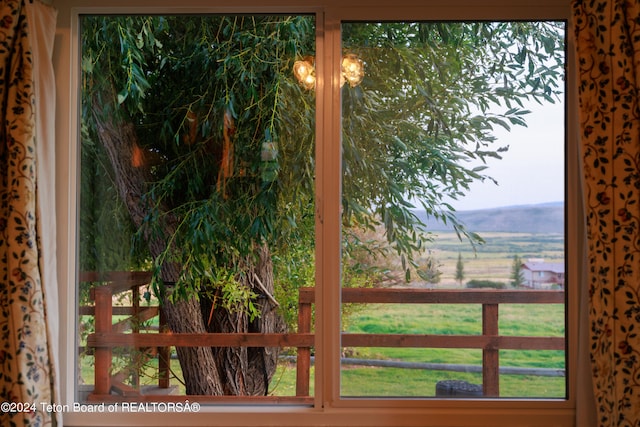 interior space with a rural view