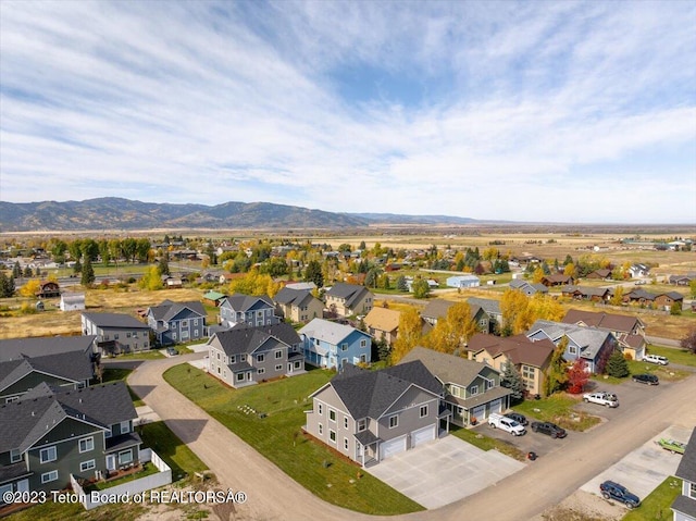 aerial view with a mountain view