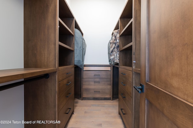 spacious closet with light wood-type flooring