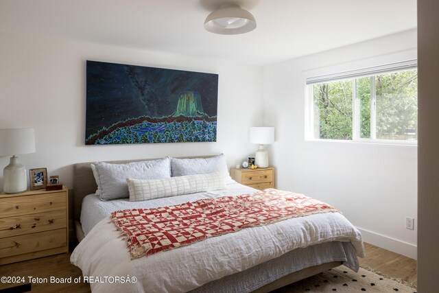 bedroom featuring hardwood / wood-style floors