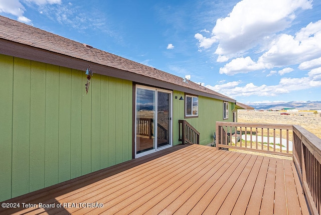 deck featuring a mountain view