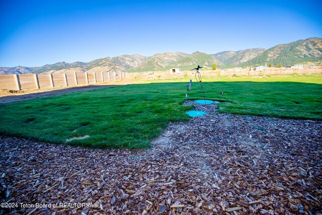 view of yard with a mountain view and a rural view