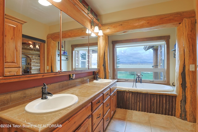 4120 W 9500 N, Tetonia, ID 83452 - bathroom with a water view, a healthy amount of sunlight, a bathing tub, and vanity