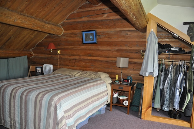 bedroom with lofted ceiling