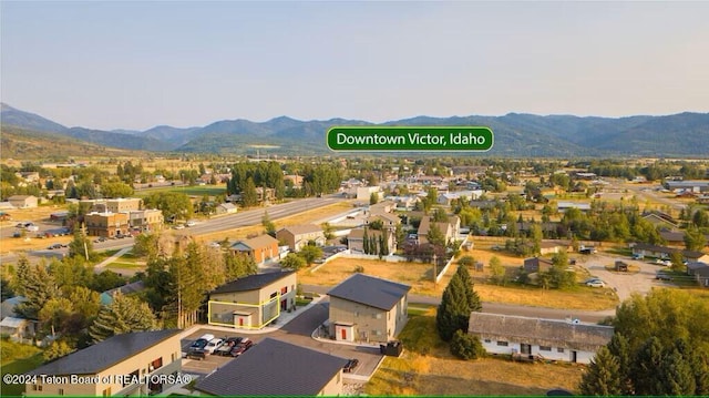 drone / aerial view featuring a mountain view