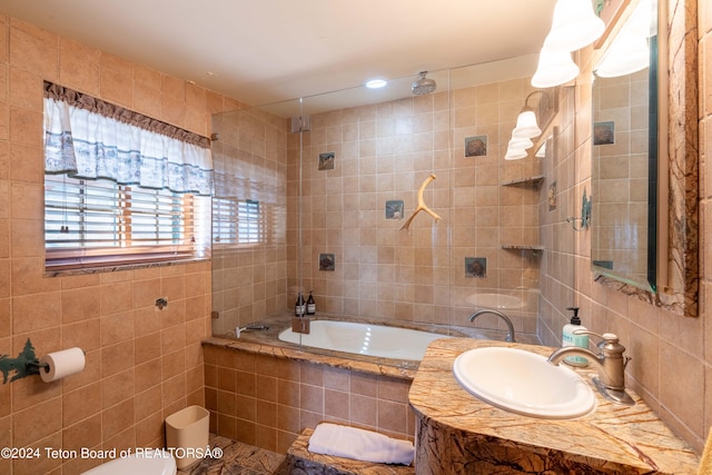 65 Bald Mountain Rd, Dubois, WY 82513 - full bathroom with tile walls and vanity