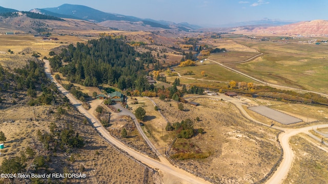 aerial view with a mountain view