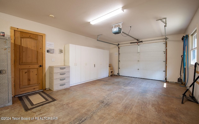 garage with a garage door opener