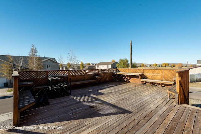 wooden deck with cooling unit