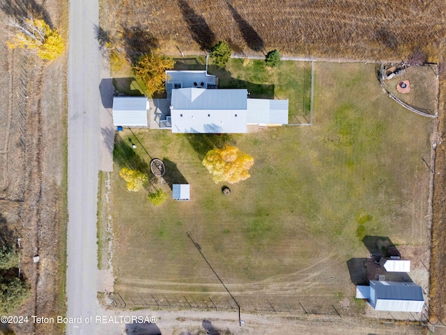 aerial view featuring a rural view