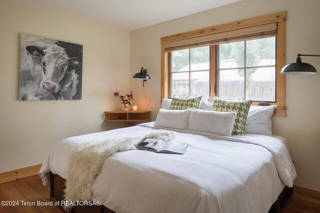 bedroom with hardwood / wood-style floors