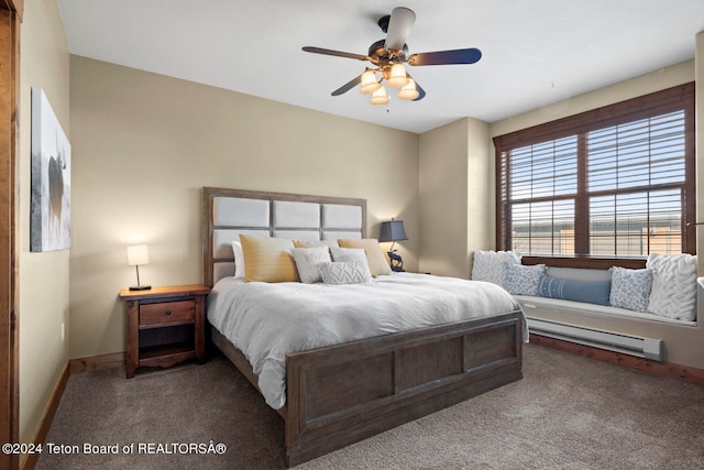 bedroom featuring carpet floors and ceiling fan