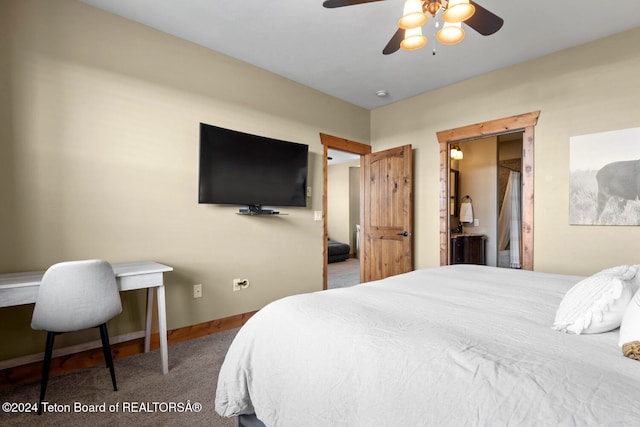 bedroom with carpet flooring and ceiling fan