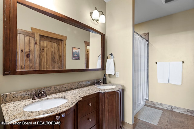 bathroom featuring vanity and tile patterned flooring