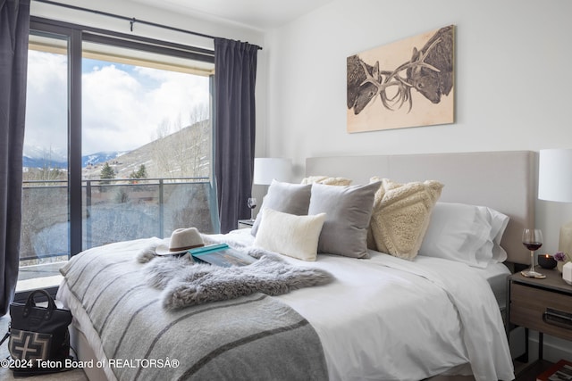 bedroom with a mountain view