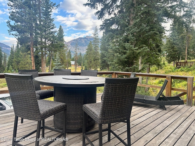 deck featuring a mountain view