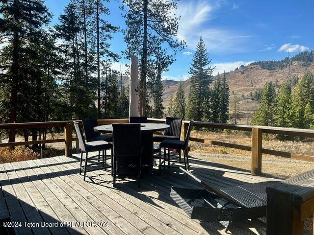 deck featuring a mountain view