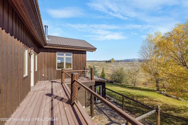 deck featuring a rural view