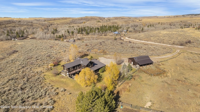 drone / aerial view with a rural view