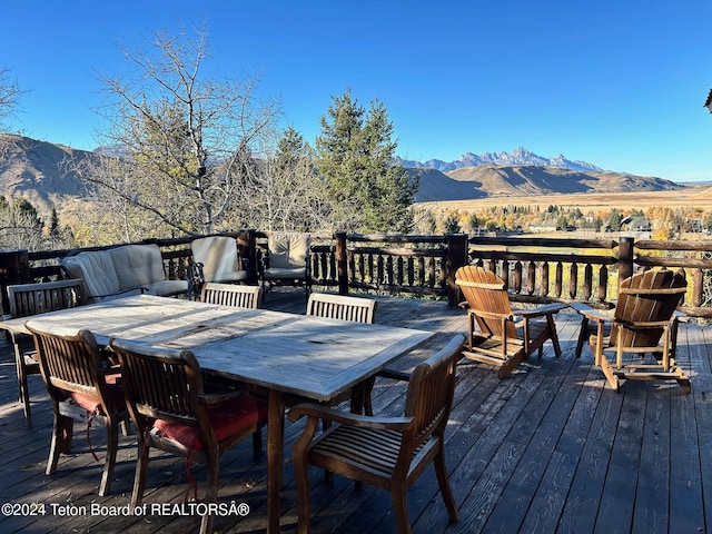 deck with a mountain view