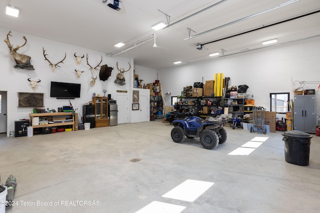 garage with a garage door opener