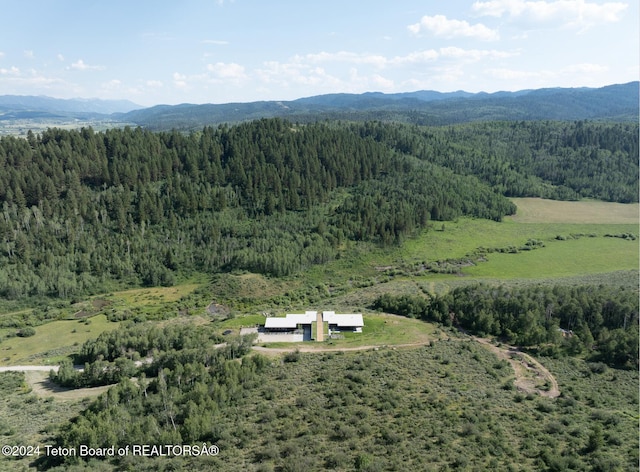 birds eye view of property with a mountain view