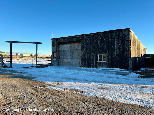 view of snow covered structure