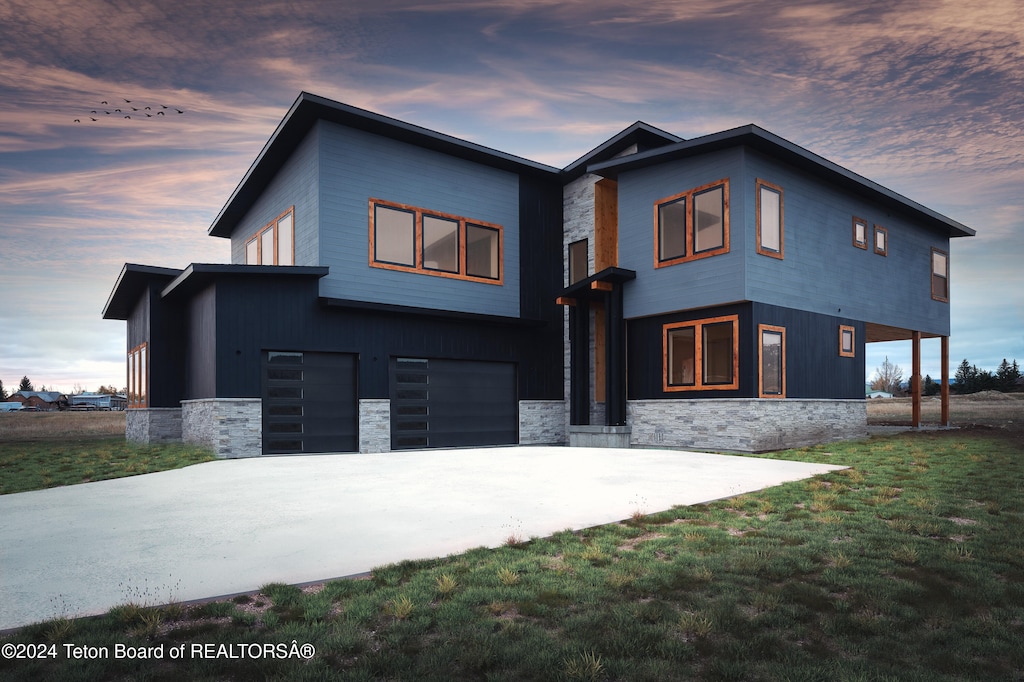 contemporary house featuring a garage