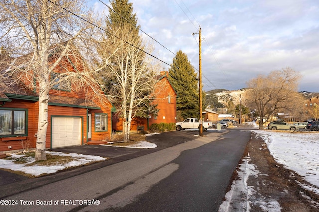 view of street with a mountain view