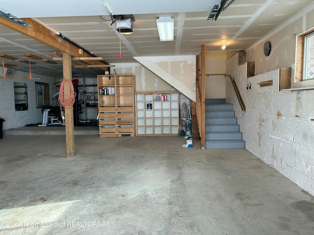 garage with a garage door opener